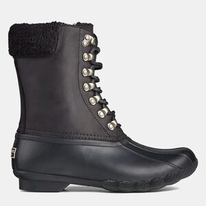 Sperry Women's Saltwater Tall Cozy Leather Duck Boot. Black. Size 10. STS 85399